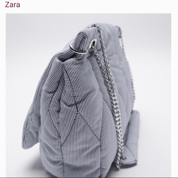 ZARA QUILTED SHOULDER BAG WITH CHAIN STRAPS IN BLUE | NWOT - Picture 2 of 5